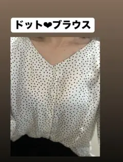 ドット♡ブラウス　LL 女っぽカジュアル⭕️美品　とろみブラウス、シルエット綺麗