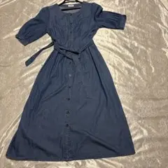 デニムブルー シャツワンピース 半袖