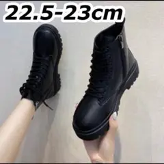 ショートブーツ　ローヒール　ブラック　22.5 23cm　 韓国 脚長効果