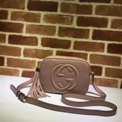 GUCCI ベージュレザーショルダーバッグ