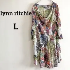 即購入OK✨lynn ritchie 【L】カラフル五分袖チュニック シースルー
