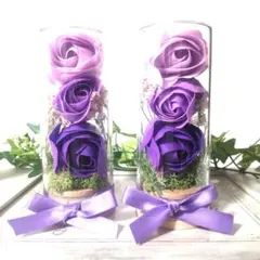 紫とピンクのローズのアレンジメントお供え花仏花ギフト２本組ラッピング無料