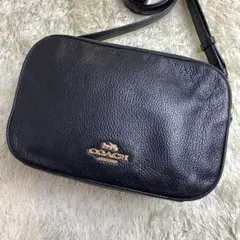 美品 コーチ カメラバッグ ショルダーバッグ 2way レザー ブラック
