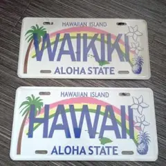 ハワイ waikiki ナンバー ワイキキ ライセンスプレート 看板 2枚セット