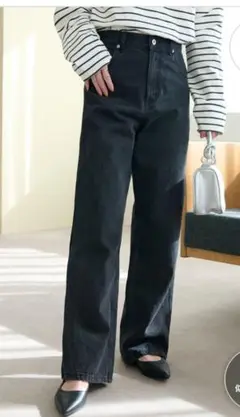 【DISCOAT】USコットンデニムストレートパンツ　Sサイズ 黒