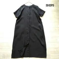 SHIPS シップス フロント比翼リネンワンピース S
