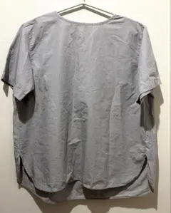 無印良品　涼感　半袖ブラウス　チュニック　レディース　L グレーストライプ