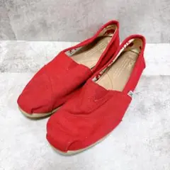 【美品】TOMS トムス　キャンバス　スリッポン　スニーカー レッド 23.0