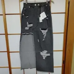 【新品未使用】タグ付き　 ダメージカット　デニムスカート