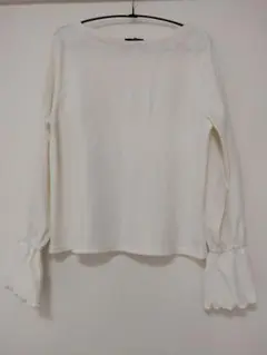 トップス フレア 長袖 2XL ホワイト
