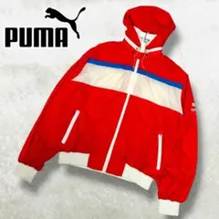 90s PUMA プーマ ナイロンジャケット 刺繍ロゴ 2way 高配色 L