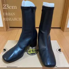 URBAN RESEARCH☆スクエアショートブーツ ストレッチブーツ ブラック