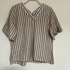 le.coeur blanc ストライプ半袖シャツ　ブラウス　38