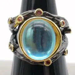 ■新品■ オパール ブラック ジルコニア シルバー 925 リング ゴールド