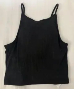 SUREVE カップつき　ブラトップ　リブショートキャミ　ブラック②