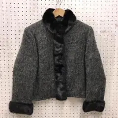 伊太利屋 レトロ古着 シック エレガント リアルファー装飾 ジャケット