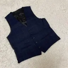 renoma レノマ　フォーマルベスト　ジレ　チェック　ネイビー　サイズA6