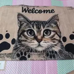 【新品未使用品】可愛い猫柄マット 玄関マット　バスマット　肉球