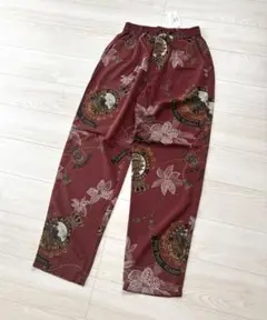90s 総柄児島イージーパンツ新品タグ付き　赤　朱色　ダークレッド　黒　レトロ◯