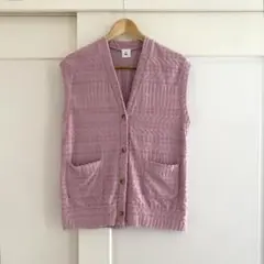 6 ROKU PILE JACQUARD VESTパイルベスト ピンク 美品