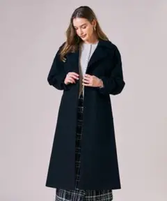 21AW ビアッジョブルー ラムウール混バックシャンベルト付きロングコート 1