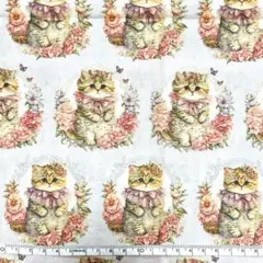 クラシカルな猫ちゃんシーチング　約55×49cm