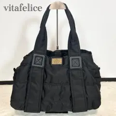 美品❗️vitafelice トートバッグ　キルティング　ブラック　ナイロン