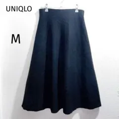 ユニクロ【M】黒♡ブラック♡フェルト ロングスカート♡モノトーン♡ニットスカート