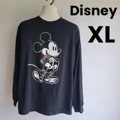 【希少】Disney ロングスリーブTシャツ 骸骨ミッキー ブラック XL