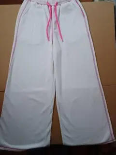 スウェットパンツホワイト×ピンク
