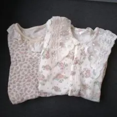 Cottoli 花柄レース襟ロンパース　50-60