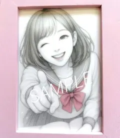 愛瑠 イラスト セーラー服 美少女 ウインク 学園 アート No.85