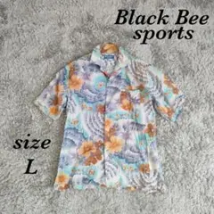 Black Bee sports 開襟 半袖シャツ コットンシャツ トロピカル柄