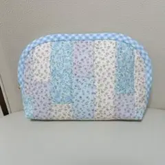 青系パッチワークポーチ