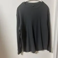 ユニクロUNIQLO ワッフルT レディース　L ダークグレー 長袖