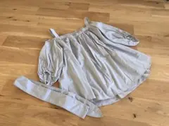 cotton100%*オフショルダー ライトグレー シャツ ベルト付き