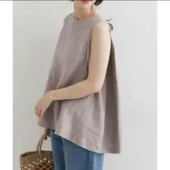 美品✨️【アーバンリサーチドアーズ】リネンノースリーブタックブラウス 麻100%