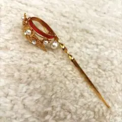 エレガントな金色パールヘアピン