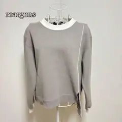 ロアーガンズ　プルオーバー　配色　スリット　アシメトレーナー　グレー系