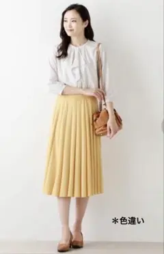 【極美品】ニューヨーカー プリーツスカート ミモレ丈 ネイビー 9号サイズ