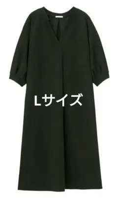★GU ワンピース レディース 5分袖 ブラック L