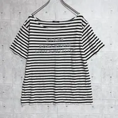 【MURUA】半袖カットソー (F) ボーダー 刺繍ロゴ ゆったり Tシャツ
