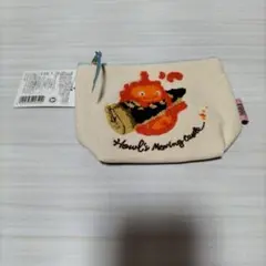 新品 ハウルの動く城 サガラ刺しゅうポーチ あわてるカルシファー ジブリグッズ