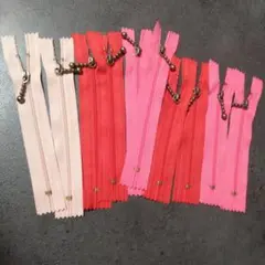 玉付きコイルファスナー 10本セット ピンク 赤