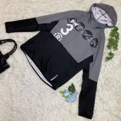 ほぼ美品　リーボック　パーカー　グレー　黒　ドローコード　裏起毛　O Lサイズ