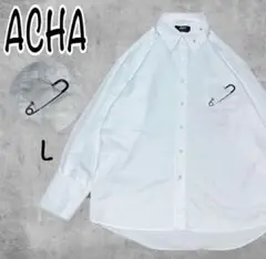 ACHA アーチブハイエリア メンズ 長袖 シャツ 白 安全ピン 折返し袖 L