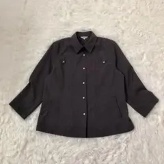 美品　モッカギーネ　ジャケット風ブラウス　シャツ　チャコール　レギュラーカラーL