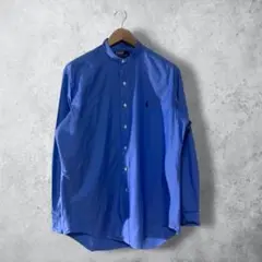 90s ポロラルフローレン ノーカラーシャツ 16 40/41 ブルー