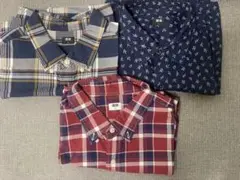 (美品)ユニクロ メンズ長袖シャツ (Lサイズ) 3種カラーセット