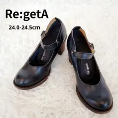 美品✨️Re:getAリゲッタ ヒール　セレモニーパンプス　黒　L ストラップ